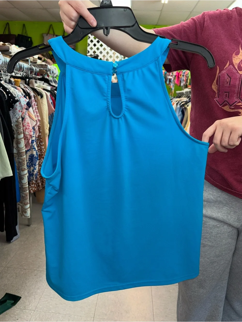 Aryeh Bright Blue Sleeveless Halter Tank Top
